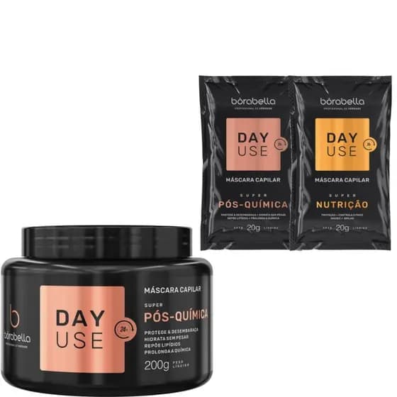 Borabella Day Use Máscara Pós Química 200g + Sachês