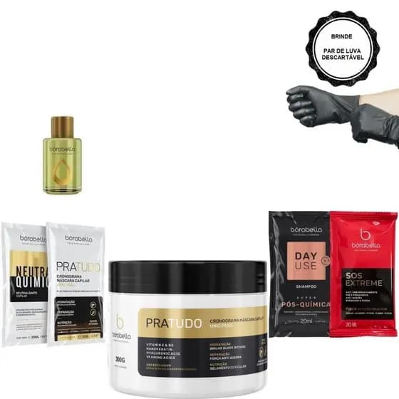 Borabella Máscara Pratudo 300g + Óleo Argan 7ml + Sachês