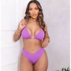 Conjunto Biquíni Cintura Alta EFEITO LIPO Top Cortininha Com Bojo Removivel do M ao GG
