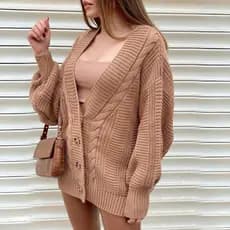 Cardigan Feminino Inverno tricot casaco trico Oversized lã Alta Qualidade