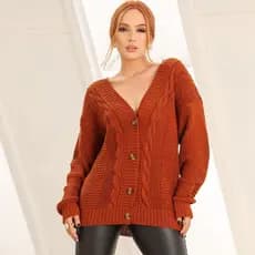 Casaco de Frio Feminino Inverno Cardigan Oversized lã Alta Qualidade
