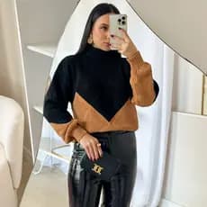 Blusa Gola Alta Feminina Trico Inverno Lançamento Ombro Caído Alta Qualidade