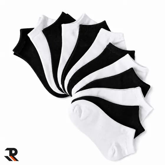 Kit 6/12/18/24 Pares de Meia Soquete Cano Curto com Algodão Masculino Feminino | Meia Branca e Preta