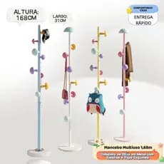 Mancebo Cabideiro Chão Multiuso Metal Ganchos 1.68m Cogumelo