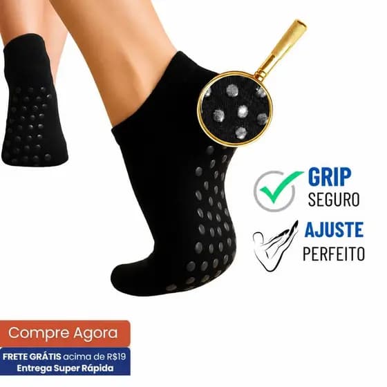 Meias Pilates Com 1 ou 2 Pares Antiderrapantes / Yoga/ Academia Qualidade Exclusiva