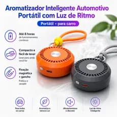 Aromatizador de ar portátil para carro com luz ambiente e carregamento USB