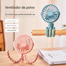 Ventilador Portátil Tripé Flexível Recarregável, Suporte Celular, Silencioso Vento Forte Casa Viagem
