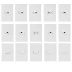 Kit 10 Conjunto de Tomada + 5 Interruptor Simples Ilumi I9 Branco