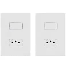 Kit 02 Conjunto Interruptor+Tomada 10A Moduloar Moderno Ilumi i9 Branco