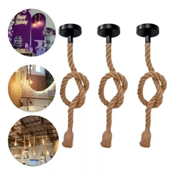 Kit 3 Pendente Corda Retro Vintage Rústico Decorativo E27 1M