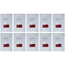 Kit 10 Conjunto de Dupla Tomada 10A e 20A Vermelha Modular Ilumi I9