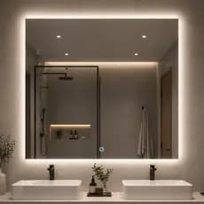 Espelho Quadrado LED mais Forte 50x50 com Botão Touch 3 Cores Lapidado Banheiro Entrega Rapida