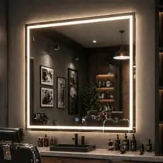 Espelho Quadrado com LED mais Forte 60x60 Botão Touch 3 Cores Jateado Lapidado Decorativo Banheiro