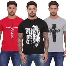 Kit 3 Camisa Blusa Masculina Unissex Varias Cores Cristã Jesus Cristo