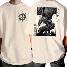 Camiseta Anime Berserk Marca Sacrificio Guts Estampa Frente E Costas Camiseta 100% Algodão 30.1 Envio Imediato