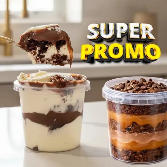 P220 Pote Plástico Premium Redondo Com Lacre 220ml 90 uni para Bolo no pote Temperos Sobremesa