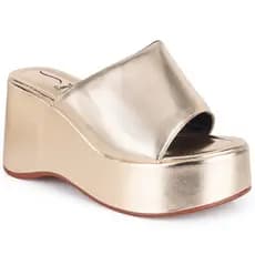 Sandalia Plataforma Tamanco Slide Feminino Brilho Leve Confortável Anabela Original Promoção