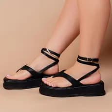 Chinelo Papete Flatform Feminino Tiras Grossa Fivela Conforto Asa Delta Leve Promoção