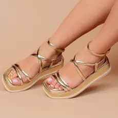 Sandália Papete Flatform Feminino Tiras Grossa Fivela Conforto Flat Promoção Blogueira