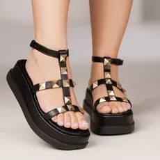 Sandalia Papete Feminino Pirâmide Estilo Blogueira Conforto Delicado Pingente Flat Promoção