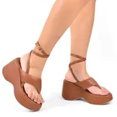 Sandália Feminina FlatForm Plataforma Tamanco De Dedo Confortável Fechamento Fivela