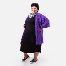 Kimono peludinho roxo plus size