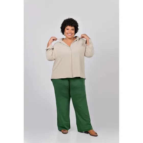 Camisa Social Feminina Areia Plus Size