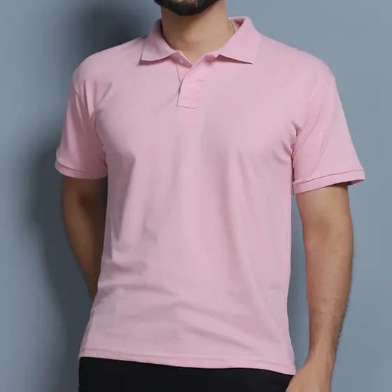 Camisa Gola Polo Masculina Camiseta  Uniforme Casuais, lisa Cor Rosa Tamanho Grande