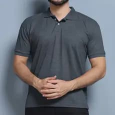 Camisa Gola Polo Masculina Camiseta  Uniforme, lisa Cor Cinza-EscuroTamanho Gande
