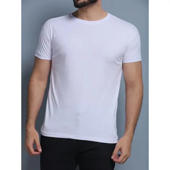 Camiseta Camisa Masculina Básica Algodão Branco Para Uniforme e Dia Dia.