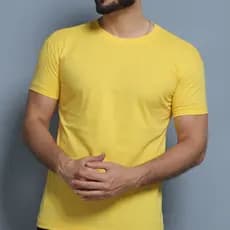 Camiseta Camisa Masculina Básica Algodão  Amarelo Para Uniforme e Dia Dia.