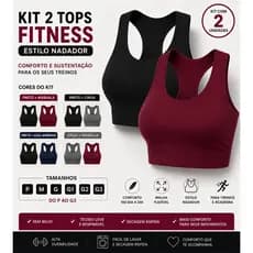 KIT 2 Ou 3 Top Nadador Suplex Liso Academia Fitness Menor Preço Roupas Femininas