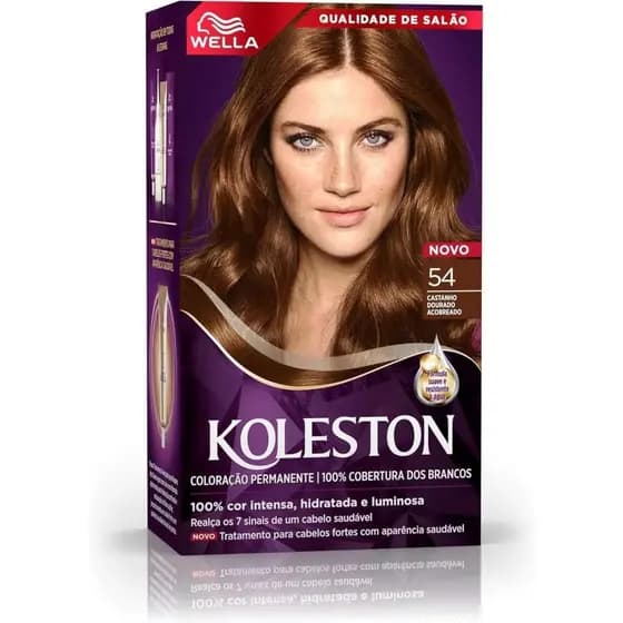 Coloração Permanente 54 Castanho Dourado Acobreado Koleston 55g