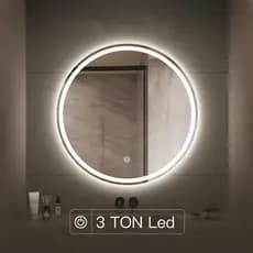 Espelho Jateado com 3 Ton  LED e botão TOUCH SCREEN, FONTE SLIN, Quarto, Banheiro, Sala