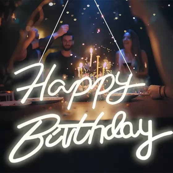 Happy Birthday Neon Led Decoração Festas em Acrílico 5mm  Com Fonte 12v (110V/220V)