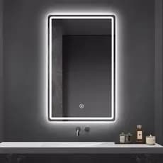 Espelho retangular grande JATEADO Com Led 80x60 4mm com touch screen, FONTE SLIN, decoração