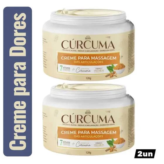 Creme Cúrcuma 120g Auxiliar no Alívio Imediato de Dores Costas Musculares Massageador x2