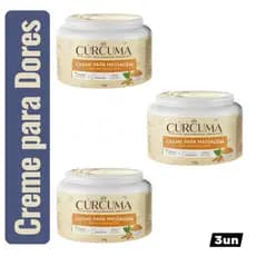 Creme Cúrcuma 120g Auxiliar no Alívio Imediato de Dores Costas Musculares Massageador x3