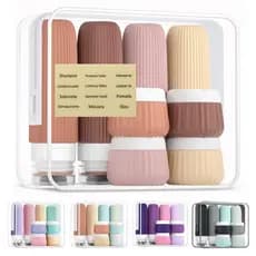 Kit Frascos Potes Viagem Silicone 4x 90ml + 4x 30ml Condicionador Shampoo Creme Cosméticos 8 peças
