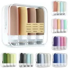 Kit Frascos Potes Viagem Silicone 90ml Condicionador Shampoo Creme Cosméticos 4 peças