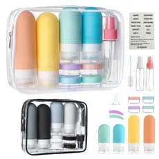 Kit Potes Frascos Silicone Viagem Creme Shampoo Condicionador Cosméticos 17 Peças