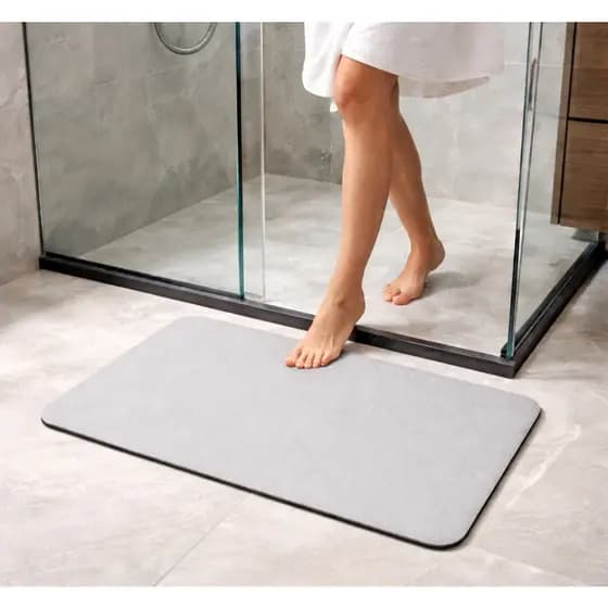 Tapete Piso Terra Diatomácea Super Absorvente Flexível Banheiro Pós Banho
