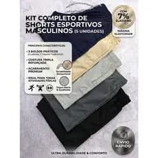 Kit 5 Shorts Elastano Academia Passeio