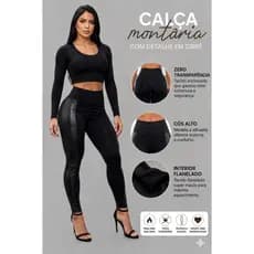 Calça Legging Montaria Flanelada Cintura Alta Skinny Empina Bumbum