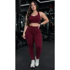 Conjunto Fitness Top Com Bojo e Legging Poliesportiva Proteção Uv Premium