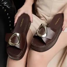 Sandália Flat Feminina Plataforma Papete Tendência Conforto Sofisticação Rasteirinha