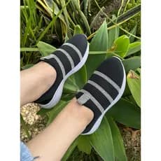 Tênis Feminino Calce Facil Brilho Strass Conforto Estilo Tênis Casual Tênis Esportivo Tendência