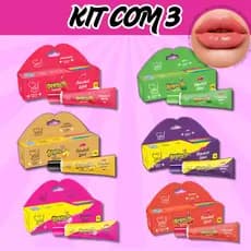 Kit de Hidratante Labial Babasoul Cheirinho de Chiclete com 3 unidades inspiração carmed fini