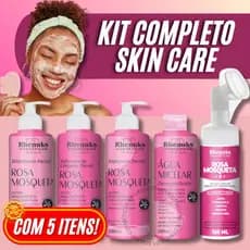 Kit Skin Care Completo Rosa Mosqueta Rhenuks Cosméticos Limpeza Facial com 5 Itens