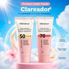 Protetor Solar Facial Clareador Efeito Matte Hidrabene FPS 50 ou 70 50g